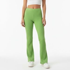 KOTN RIBBED FLARE PANTS LIME GREEN XS WOMENS